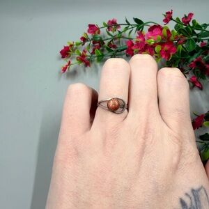 Vintage Sunstone Genuine Stone Mexican Silver Ring